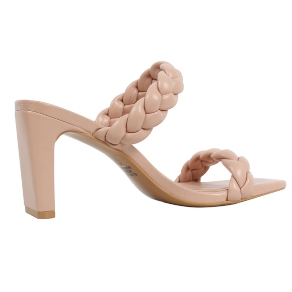 Mauve Braided Open Toe Double Strap Heels - Picture 4 of 5